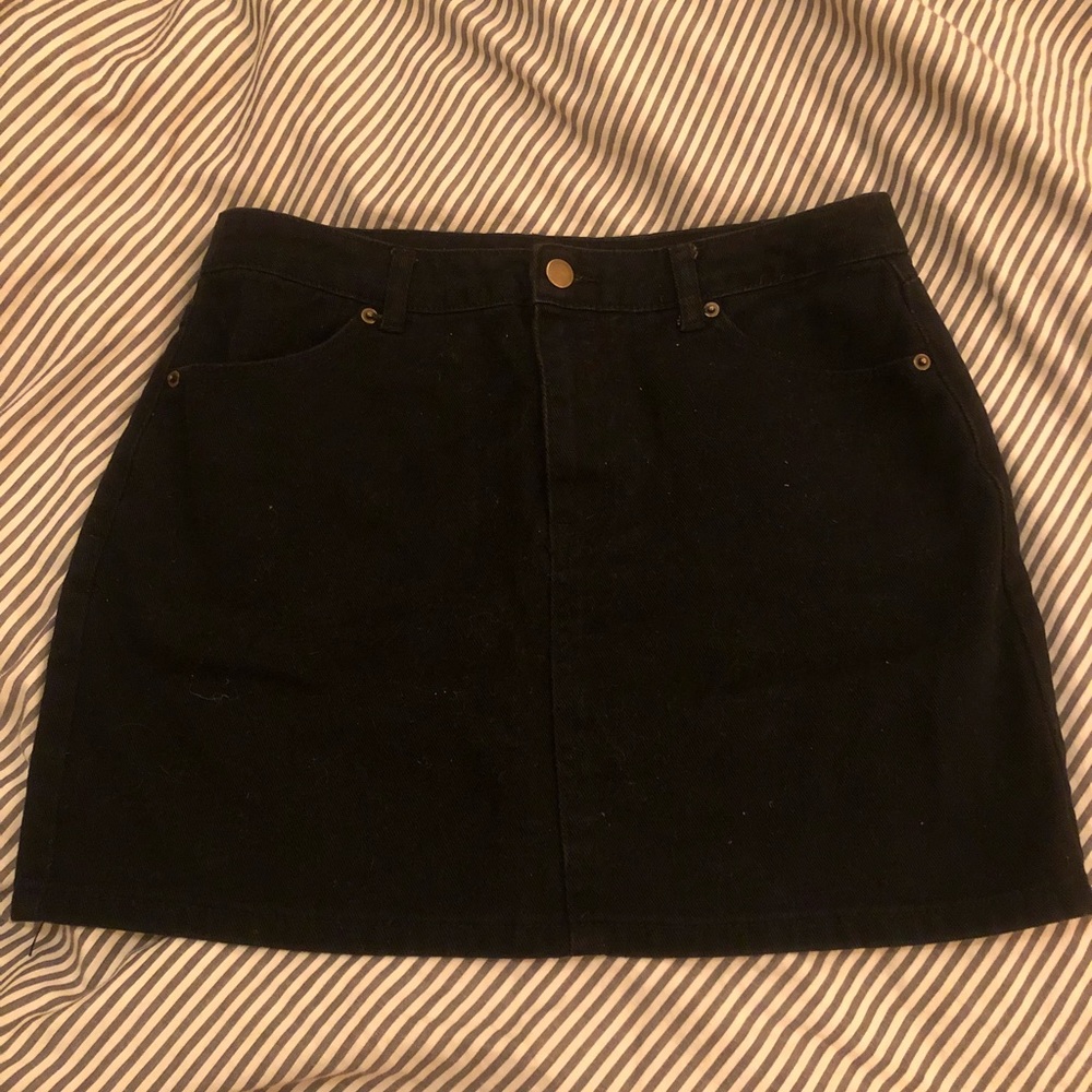 Black denim skirt
